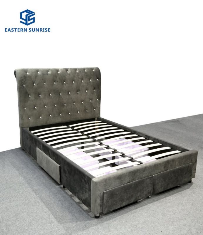 King Size Leather Bed With Storage Drawers