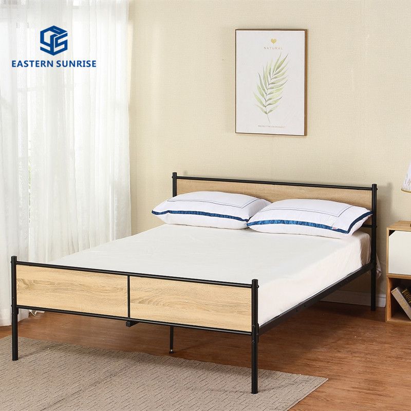 Home Furniture Bedroom Metal & Wood frame Single/Queen Size Bed